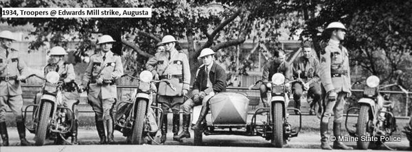 1934-Maine Troopers provide security during the Edwards Mill Strike in Augusta, ME.