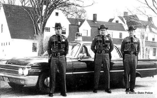 1960-Bridgton ME. Troopers Ray Curtis, Harry Hanson, Jerald Boutilier