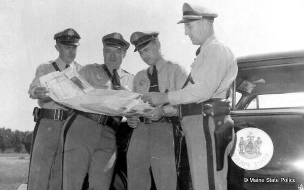Early 50s-Maine Troopers Dick Kelly, Steve Regina, Jimmy Adams, Herb Mariner 1952 Ford