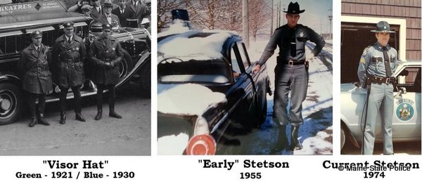 Various hats worn by Maine State Police
