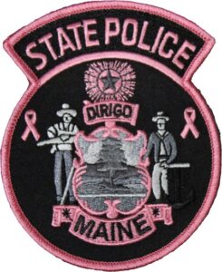 Pink Themed Maine State Police Patch.